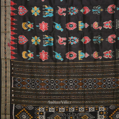 Black Nabakothi Odisha Ikat Khandua Silk Saree
