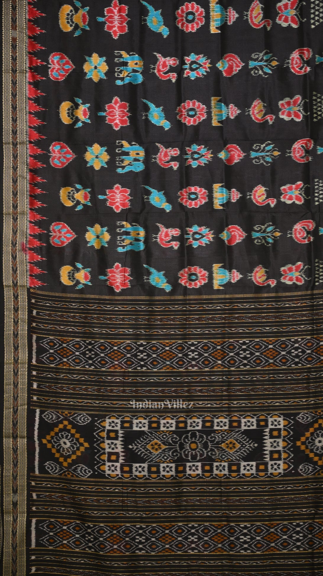 Black Nabakothi Odisha Ikat Khandua Silk Saree
