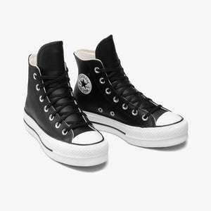 Converse | CHUCK TAYLOR ALL STAR LEATHER PLATFORM HI { BLACK/WHITE