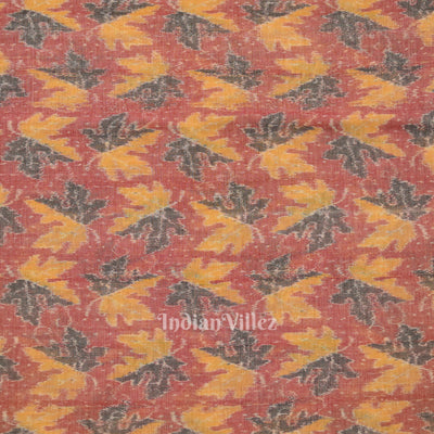 Peach Red Sambalpuri Ikat Cotton Fabric