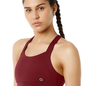 Energize High Impact Round Neck Sports Bra - Chocolate Truffle