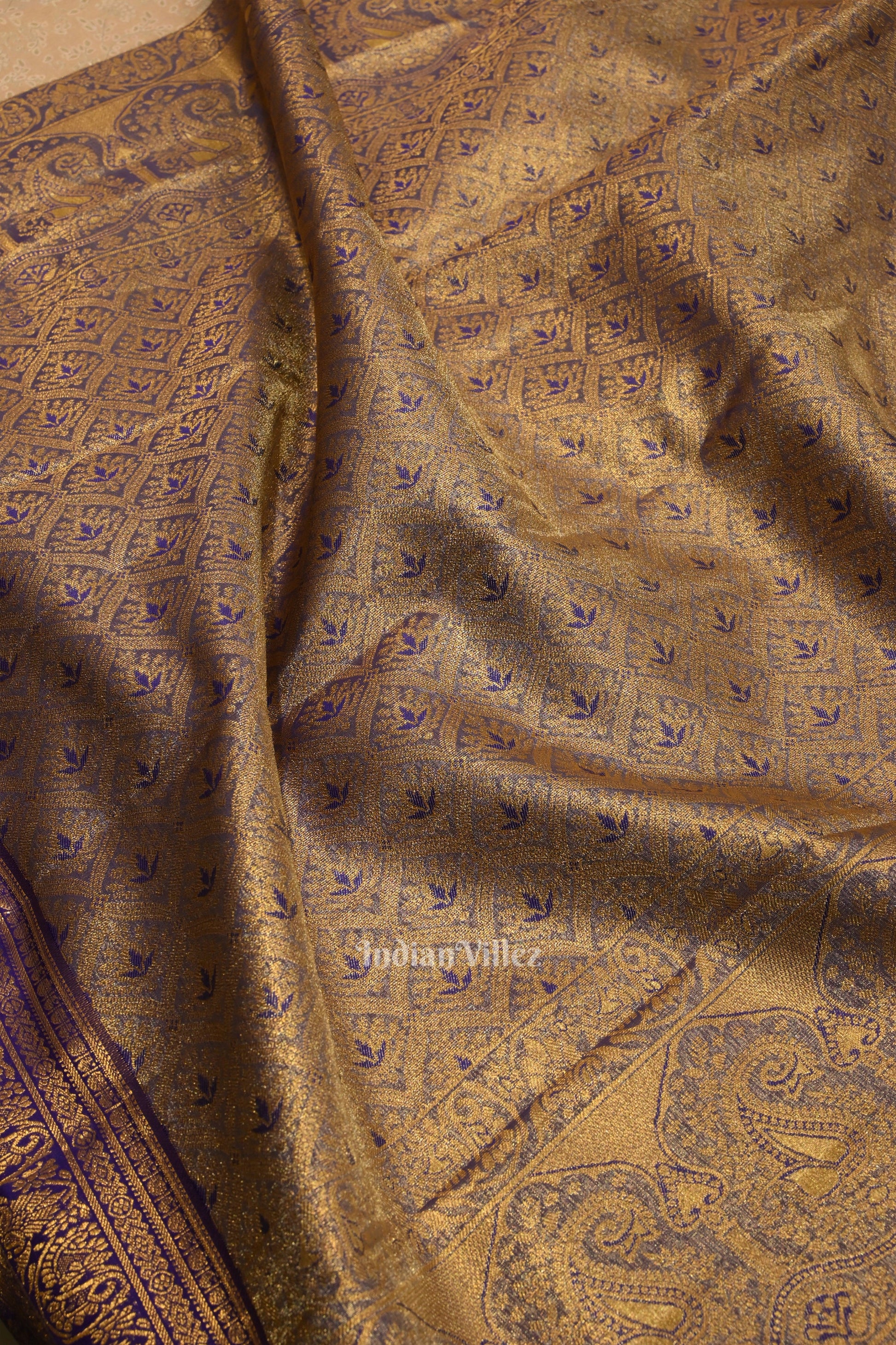Light Orange Pure Kanjivaram Tissue Silk Saree