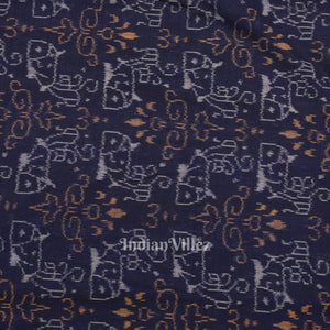 Blue Tribal Theme Sambalpuri Ikat Cotton Fabric