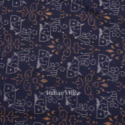 Blue Tribal Theme Sambalpuri Ikat Cotton Fabric