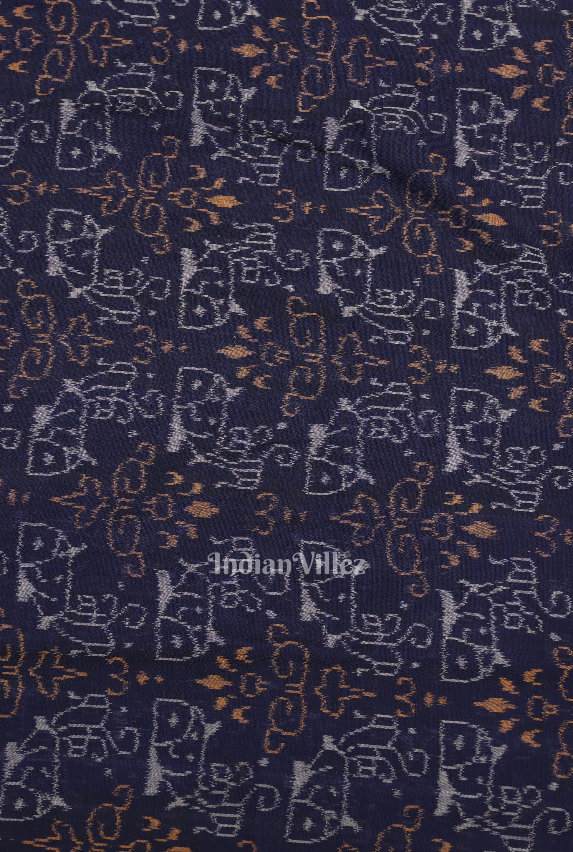 Blue Tribal Theme Sambalpuri Ikat Cotton Fabric