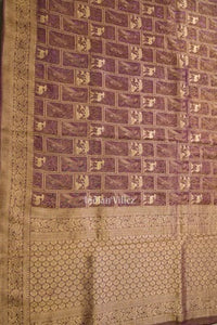 Lavender Purple Banarasi  Katan Tissue Saree with Tassels