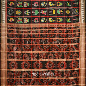 Black Nabakothi Odisha Ikat Khandua Silk Saree