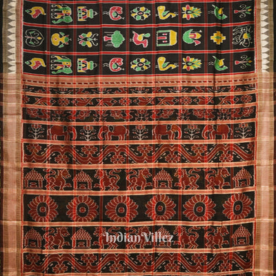 Black Nabakothi Odisha Ikat Khandua Silk Saree