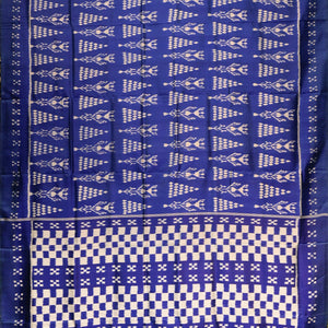 Sky Blue Tribal Body With Pasapali Border Odisha Ikat Contemporary Silk Saree
