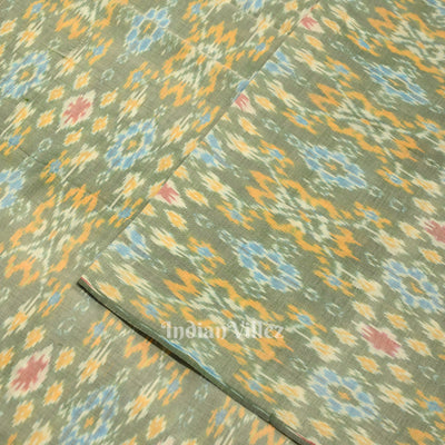 Light Blue  Dual Tone Pochampally Ikat Silk & Cotton (Sico) Fabric