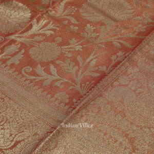 Peach Pure Kanjivaram Tissue Silk Saree