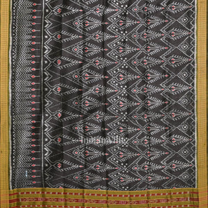 Black Tribal Theme Odisha Ikat Pure Silk Dupatta