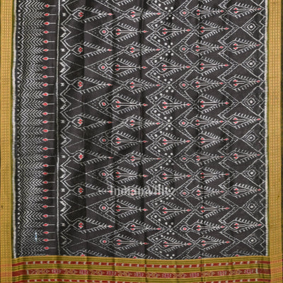 Black Tribal Theme Odisha Ikat Pure Silk Dupatta