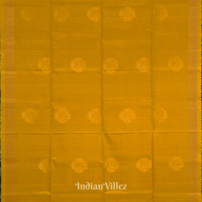Golden Yellow With Green Pure Kanjivaram Soft Silk Saree