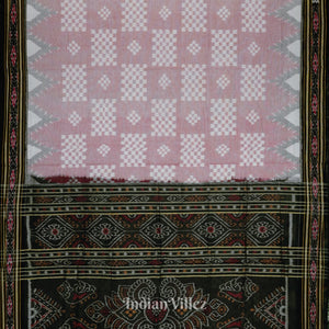 Light Pink Pasapali Theme Odisha Ikat Sambalpuri Pure Cotton Saree