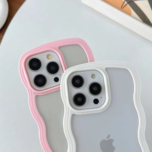 White Wavy Clear Soft iPhone Case