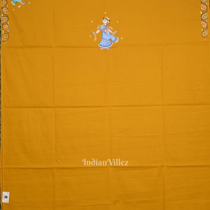 Mustard Yellow Pattachitra Doli Theme Kurti Dress Material