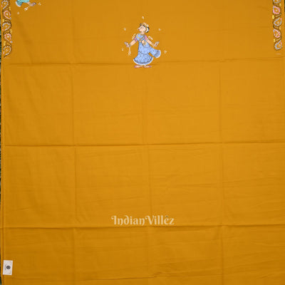 Mustard Yellow Pattachitra Doli Theme Kurti Dress Material