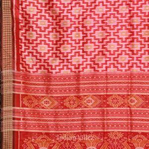 Red Pasapali Theme Odisha Ikat Khandua Silk Saree