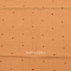 Peach Floral Motif Odisha Ikat Cotton Fabric