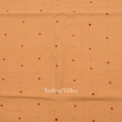 Peach Floral Motif Odisha Ikat Cotton Fabric