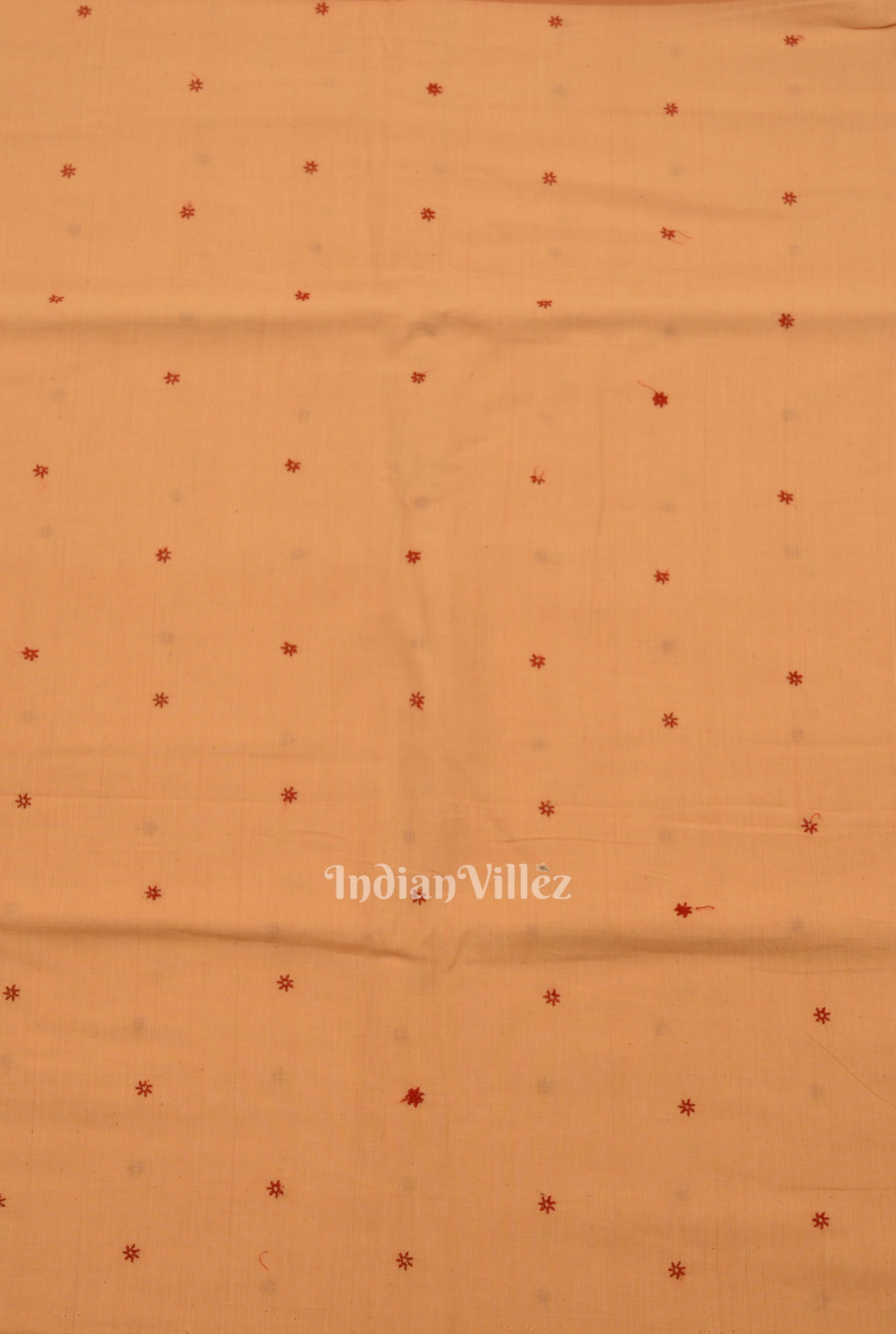 Peach Floral Motif Odisha Ikat Cotton Fabric