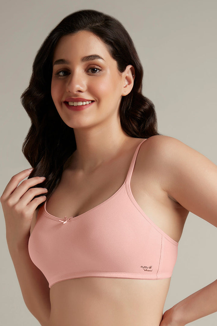 Daily Support Non Padded Non-Wired Cotton Bra - Impatiens Pink