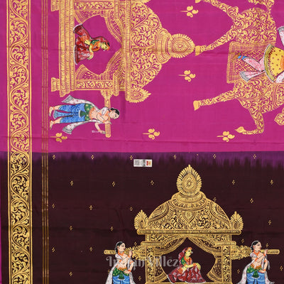 Coffee with Rani Pink Doli Barat /Palki Theme Pattachitra Silk Saree