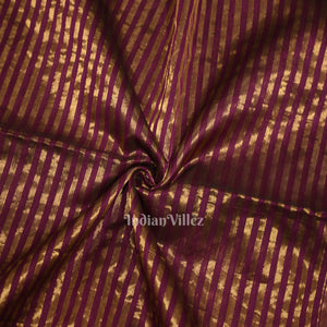 Magenta Stripped Pure Silk Cotton Maheshwari Saree