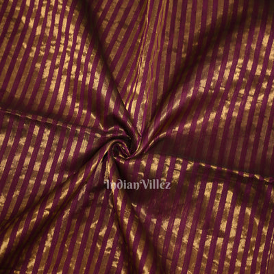 Magenta Stripped Pure Silk Cotton Maheshwari Saree