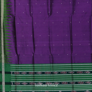 Purple Green Single Butta Design Odisha Ikat Bomkai Silk Saree