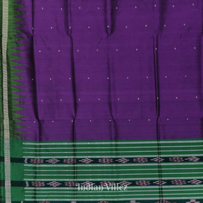 Purple Green Single Butta Design Odisha Ikat Bomkai Silk Saree