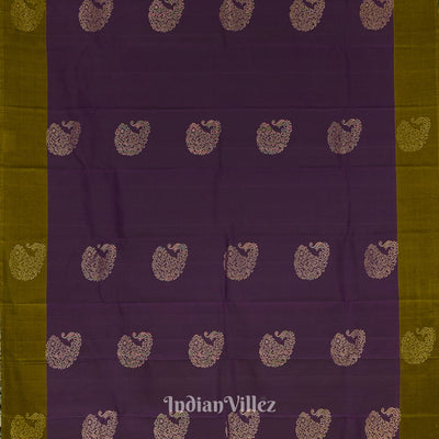 Blackberry With Mehendi Green Pure Kanjivaram Soft Silk Saree