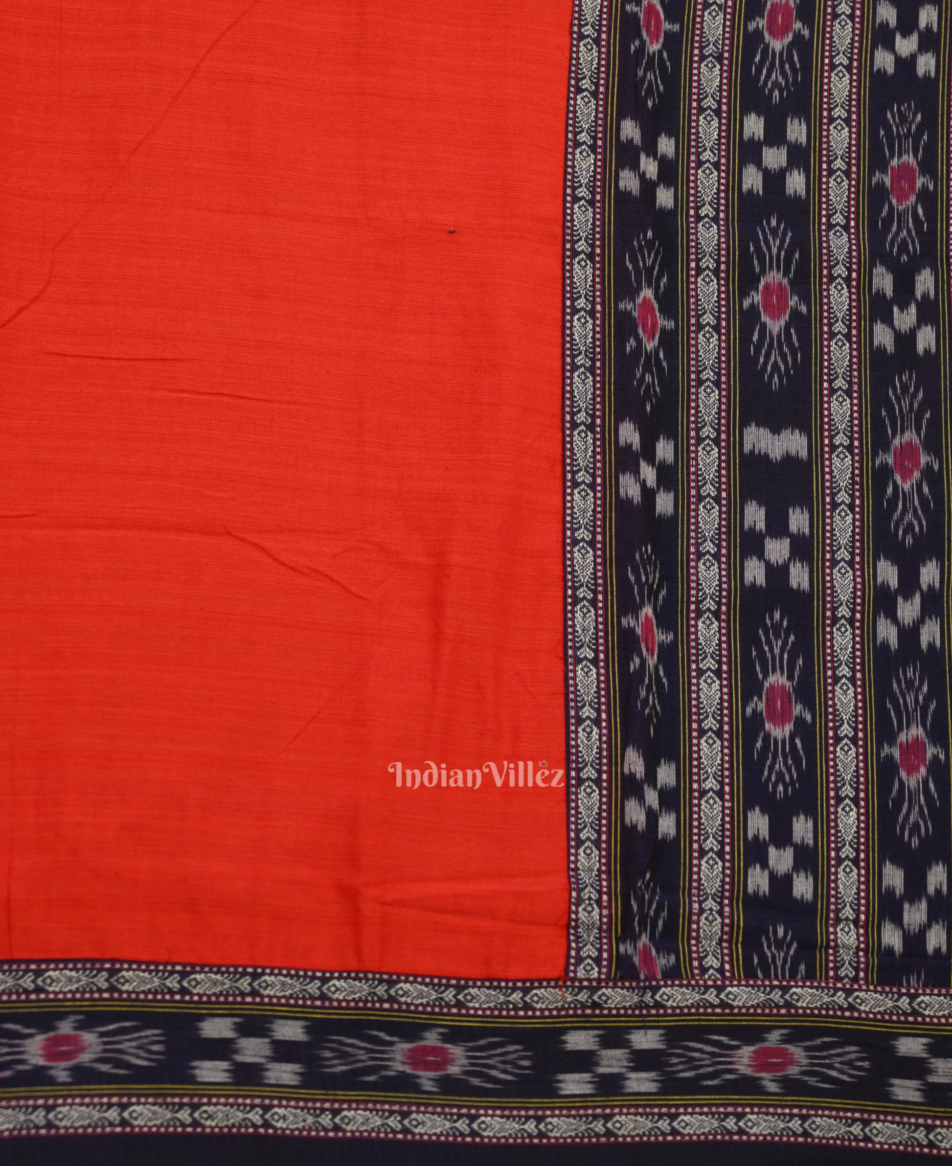 Navy Blue Red Pure Cotton Sambalpuri Dress Material & Dupatta