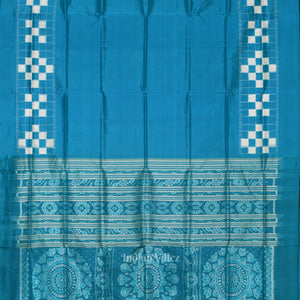 Surf Blue White Pasapali Border Sambalpuri Silk Saree