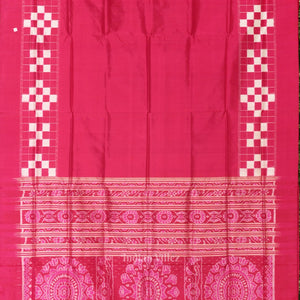 Rani Pink White Odisha Ikat Border Pasapali Sambalpuri Silk Saree