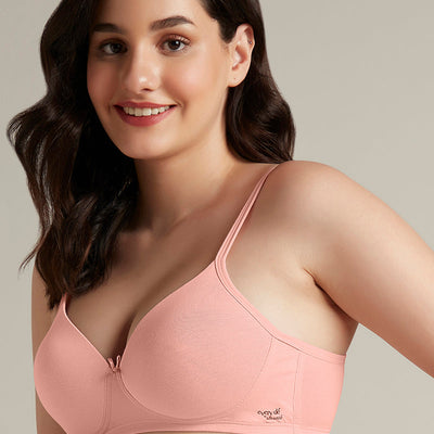 Simply Soft Padded Non-Wired Cotton Bra - Impatiens Pink