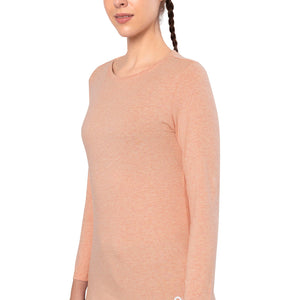 Essential Long Sleeve Round Neck T-Shirt - Peach Blossom Marl