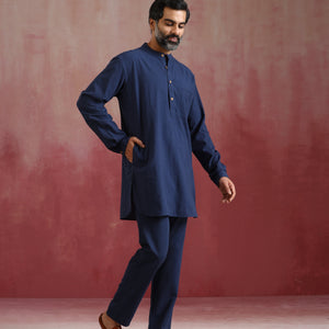 trueBrowns Men's Navy Cotton Co-ord set
