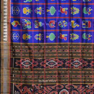 Royal Blue Nabakothi Odisha Ikat Khandua Silk Saree