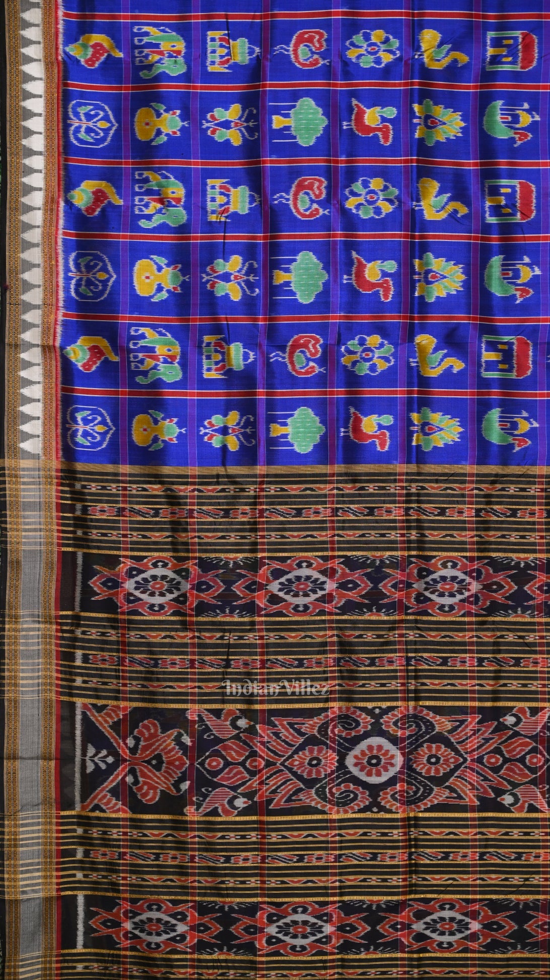 Royal Blue Nabakothi Odisha Ikat Khandua Silk Saree