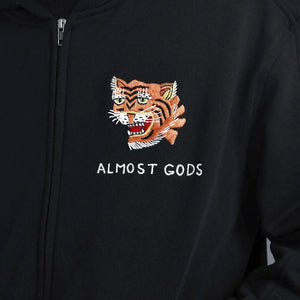 ALMOST GODS | HAND EMBROIDERED SAIGON ZIP HOODIE { BLACK