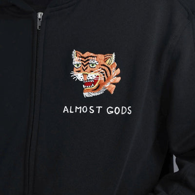 ALMOST GODS | HAND EMBROIDERED SAIGON ZIP HOODIE { BLACK
