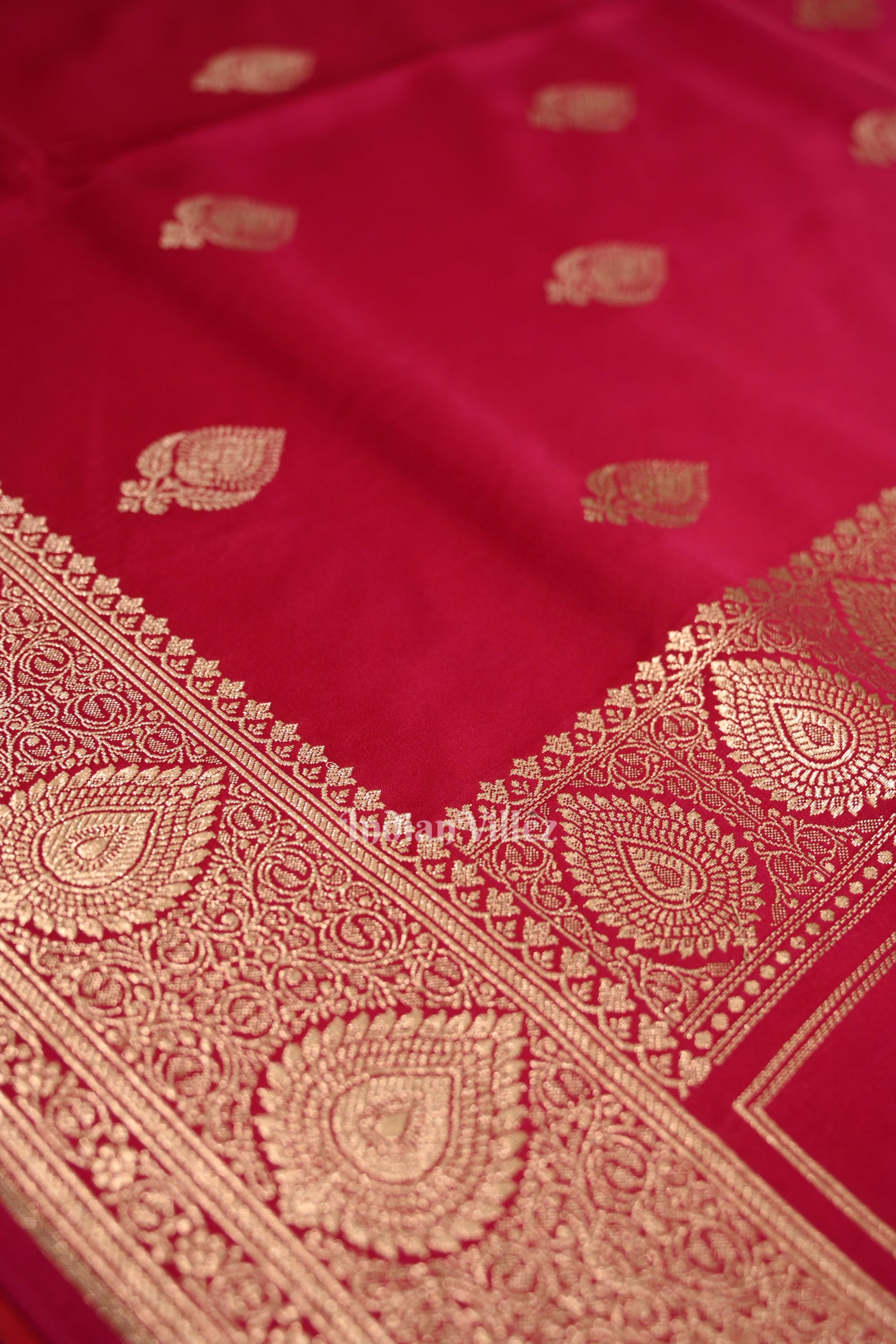 Bridal Ruby Pink Soft Pure Mashru Satin Silk Banarasi Saree