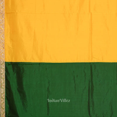 Green Yellow Pure Silk Saree