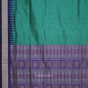 Green Blue Buti Bomkai Sambalpuri Silk Saree