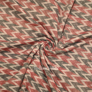 White Red Odisha Ikat Cotton Fabric