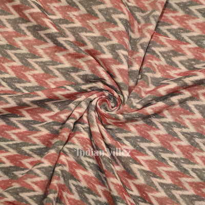 White Red Odisha Ikat Cotton Fabric