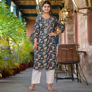 green-floral-printed-pure-cotton-straight-kurti