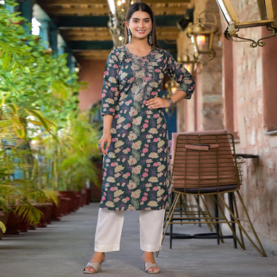 green-floral-printed-pure-cotton-straight-kurti